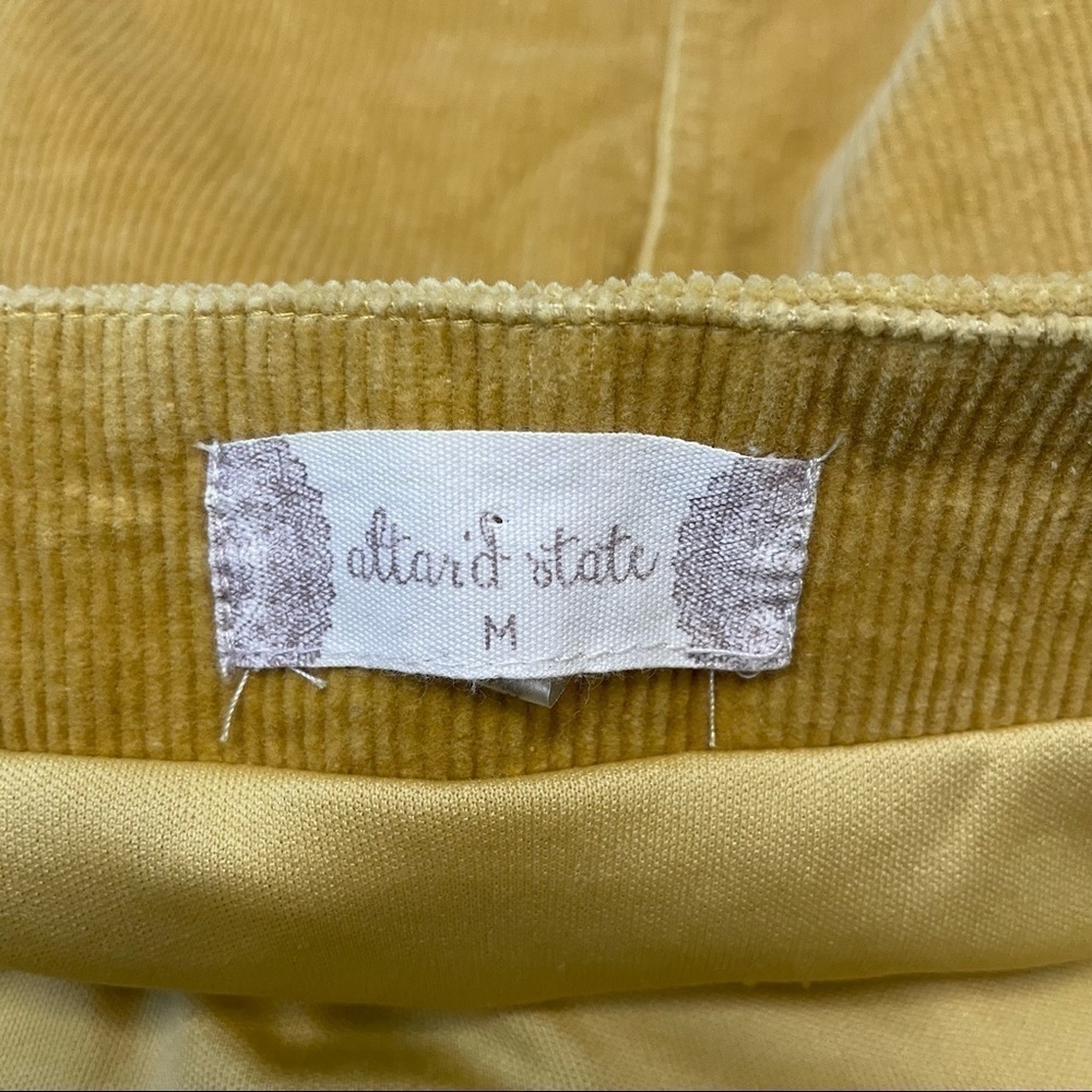 Altar’d State Mustard Yellow Ribbed Corduroy Scalloped Edge Mini Skirt Medium - Picture 3 of 4